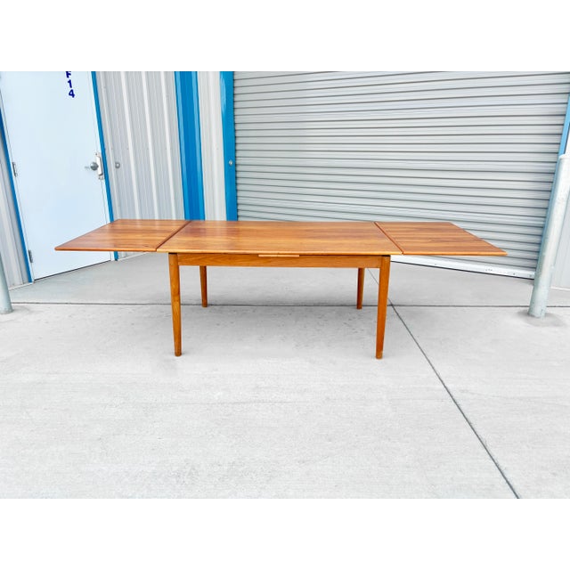 1960s Danish Modern Teak & Vinyl Dining Set of 6 For Sale In Los Angeles - Image 6 of 12