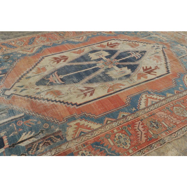 Rug & Kilim Antique Bakshaish Tribal Rug in Colorful Geometric Medallion Design - Rug & Kilim For Sale - Image 4 of 7