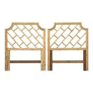 Chinese Chippendale Bamboo Rattan Twin Headboards - a Pair For Sale