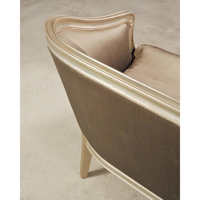 Champagne Dennis & Leen Italian Settee Cabriole Sofa Champagne Silver For Sale - Image 8 of 18