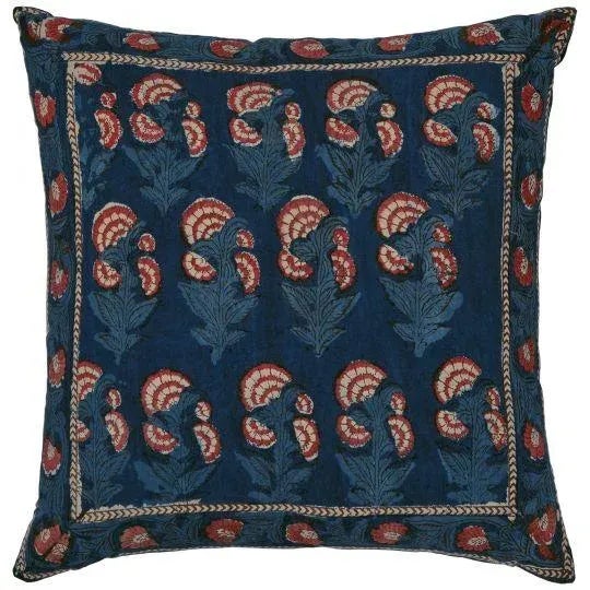 Carnation-Delta Indigo/Brick Red Reversible Pillow Cover, 18" X 18" For Sale - Image 4 of 4
