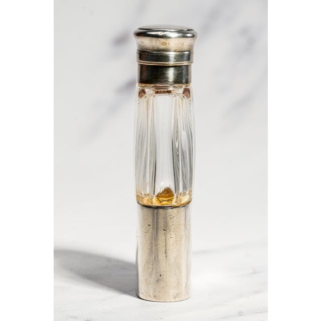 Miniature Antique Gorham Faceted Crystal Antique Sterling Silver Flask For Sale - Image 9 of 15