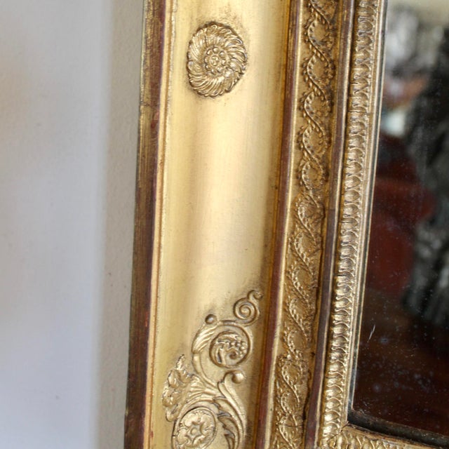 Wood Antique French Charles X Gilt Wood and Gesso Mirror For Sale - Image 7 of 9