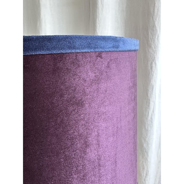 Large Marble and Copper Table Lamps with Velvet Shade, 1980s, Set of 2 For Sale - Image 9 of 18