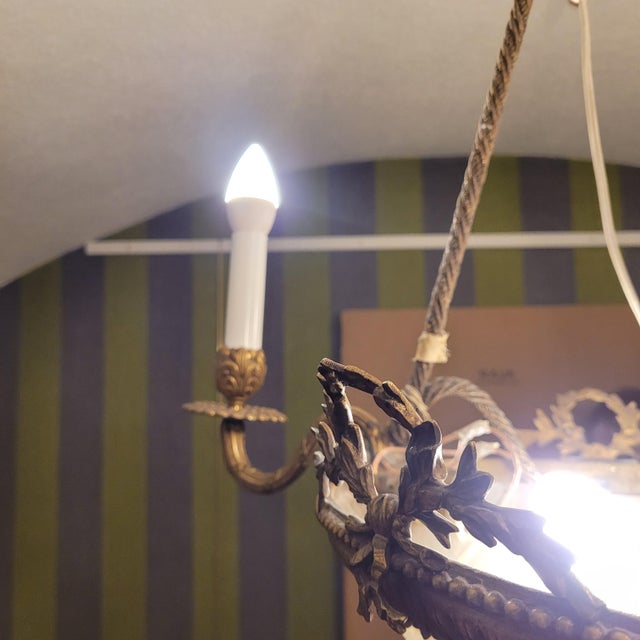 Early 20th Century Art Nouveau Ceiling Lam in Alabaster and Gilt Bronze, France, 1930s For Sale - Image 11 of 18