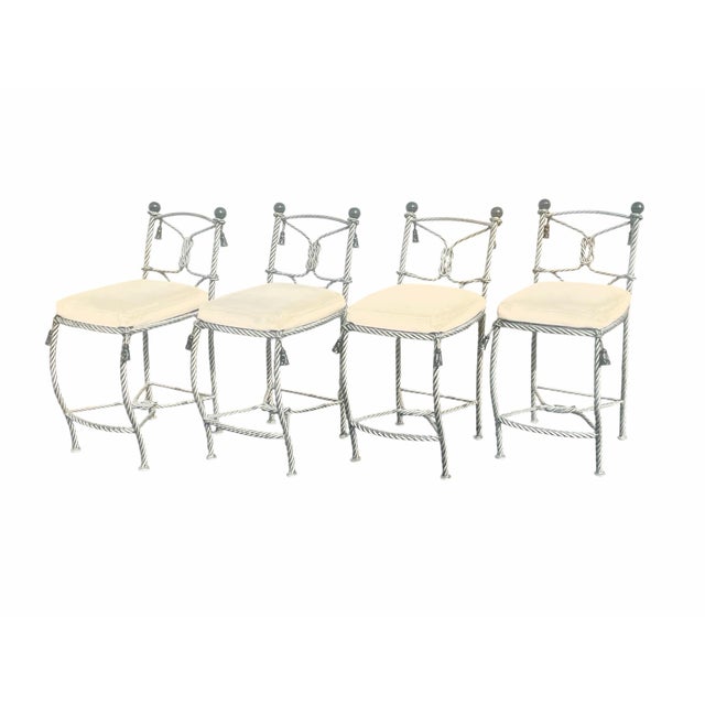 Vintage Napoleon III Iron Rope Twist Designer Bar Stool For Sale - Image 10 of 10