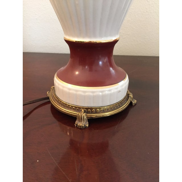 Mid 20th Century Footed Floral Lamp With Gold Accents and Ruffled Details For Sale - Image 5 of 8