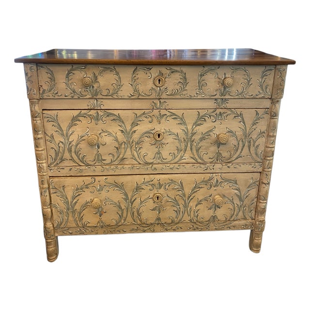 Blue Polychrome Florentine Chest of Drawers, 1890s For Sale