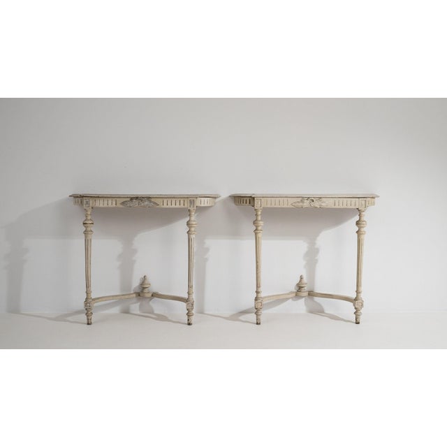 19th Century France Louis XVI Antique White Wood Console Table For Sale - Image 10 of 11