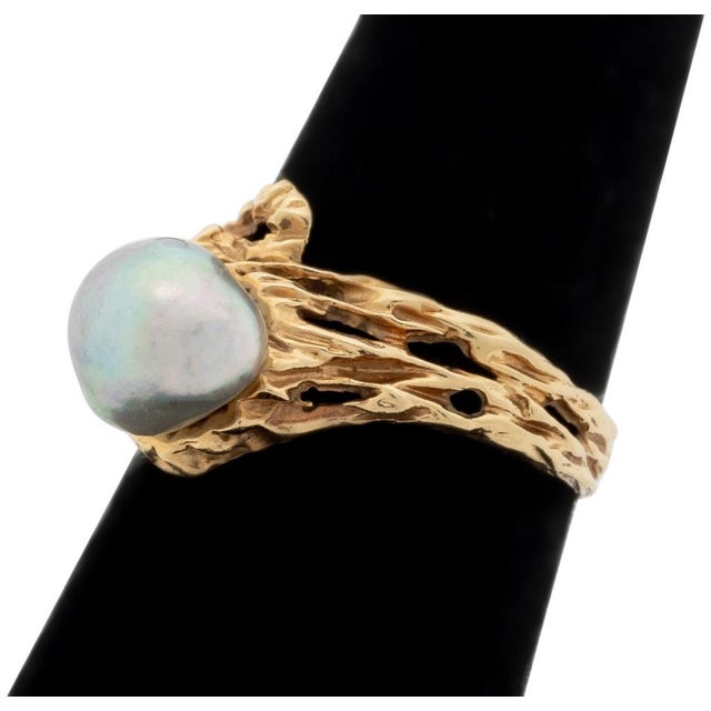 Metal 14k Yellow Gold and Cultured Pearl Jewelry Set For Sale - Image 7 of 11