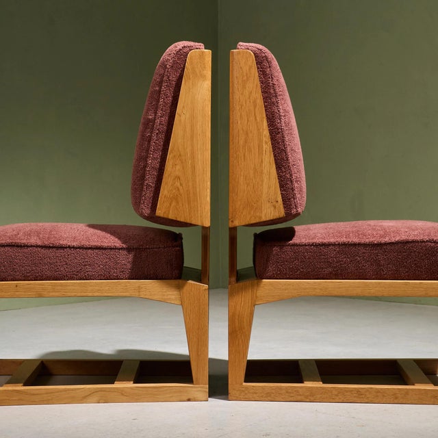 Wood Cubist Slipper Lounge Chairs in Oak, France, Set of 2 For Sale - Image 7 of 11