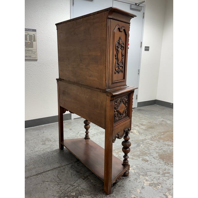 Wood Empire Manufacturing Company Tudor Revival Walnut Highboard Cabinet, Circa 1920's For Sale - Image 7 of 12