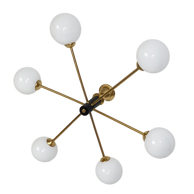 Vintage Chandelier in Brass, Glass and Metal by Stilnovo, 1960s For Sale - Image 9 of 9