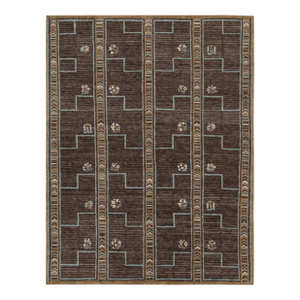 Rug & Kilim’s Scandinavian Style Rug in Brown, Blue & Gold Patterns - 6x9