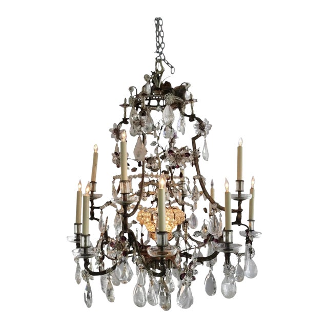 Maison Bagues Rock Crystal Chandelier For Sale