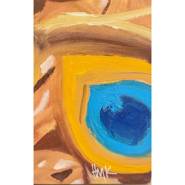 Contemporary Vibrant Peacock Oil on Canvas Original Signed Painting For Sale - Image 3 of 3