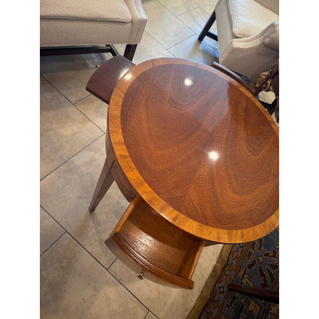 Wood Baker Furniture Neo Classic Mahogany and Satinwood Inlaid Side Table For Sale - Image 7 of 10