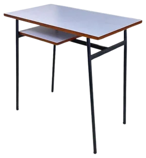 Italian Modern Blue Formica and Black Metal Desk, 1960s