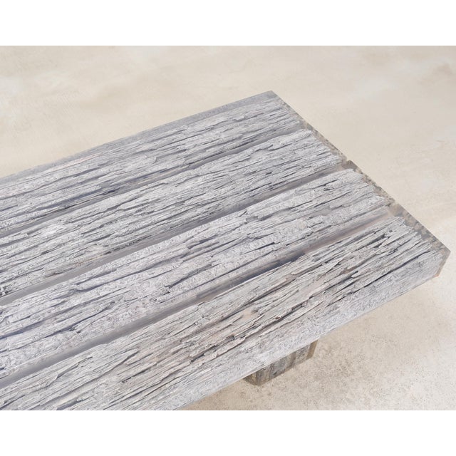 Wood Timothy Oulton Glacier Coffee Table Burnt Timber in Lucite 6 Ft For Sale - Image 7 of 18