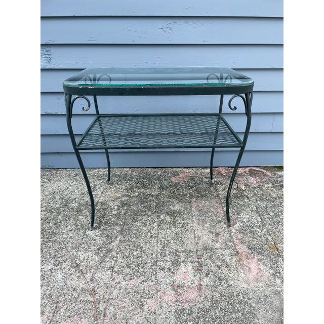 Vintage Wrought Iron Mid Century Modern Patio Furniture Chantilly Rose Woodard Salterini End Table Woodard’s Highly...