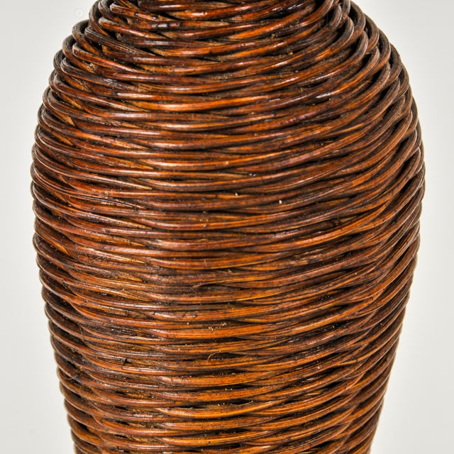 Early 20th Century Antique Wicker Lamp Figural Tall Double Bulb Statement Lamp For Sale - Image 5 of 12
