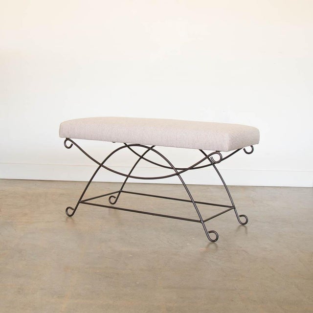 Not Yet Made - Made To Order Panoplie Iron Loop Bench, Brown Stripe For Sale - Image 5 of 9