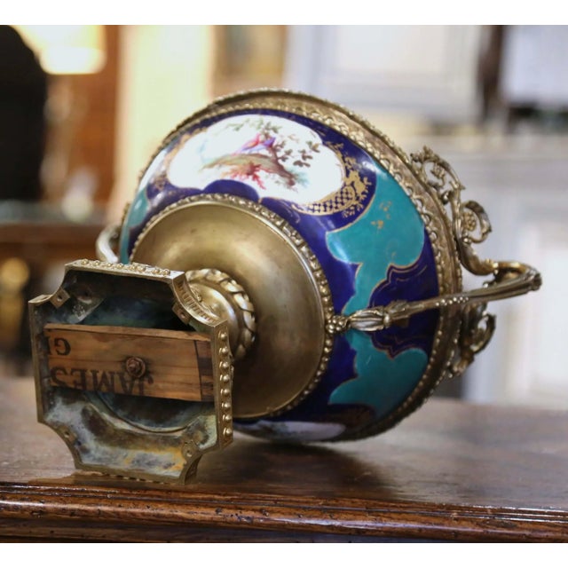 19th Century French Sevres Style Ormolu Mounted Porcelain Jardinière For Sale - Image 12 of 13