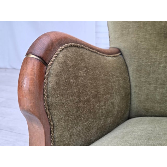 Danish Beech Armchair with Velour Upholstery, 1960s For Sale - Image 16 of 18