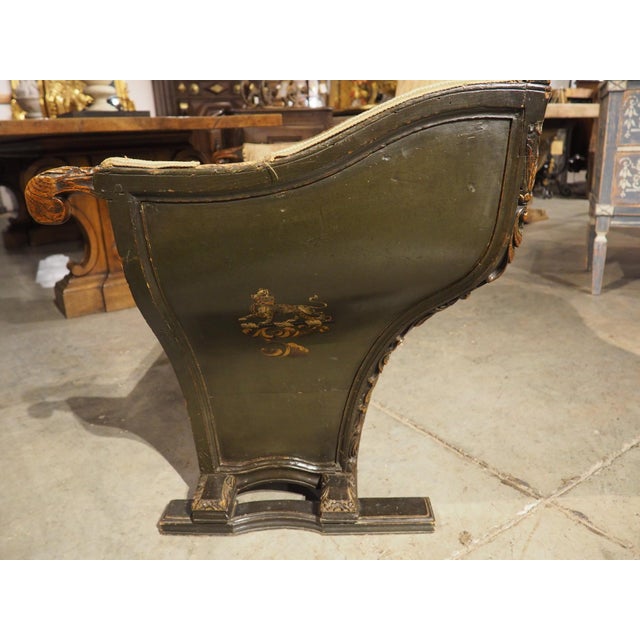 Green Rare 18th Century English Lacquered Curricle Gig Seat With Coat of Arms For Sale - Image 8 of 18