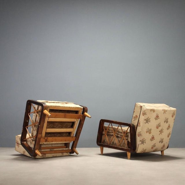 Armchairs with Wooden Armrests, 1940s For Sale - Image 9 of 10