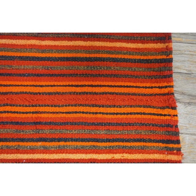 1950s Red Stripe Modern Vintage Mid Century Turkish Decorative Kilim Rug For Sale - Image 4 of 5