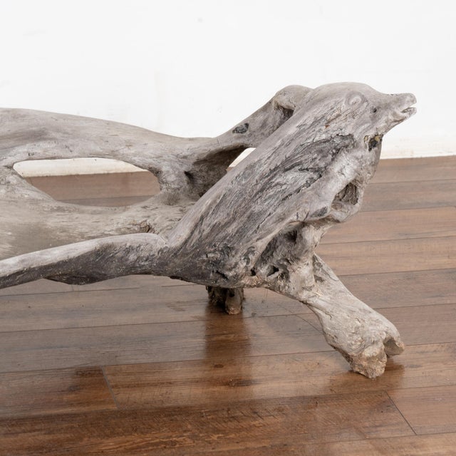 ​​​​​​​Large Organic Teak Root Bench With Carved Iguana, Circa 1940-60 For Sale - Image 10 of 12
