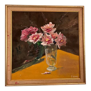 1980s Francis “Duke” Downs Signed Florida Floral Still Life Oil on Canvas For Sale