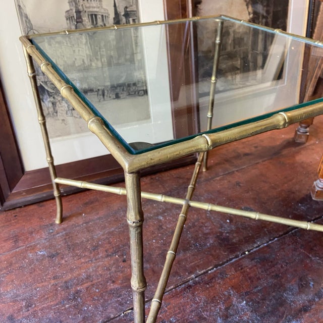 Pair of Maison Bagues Style Faux Bamboo Solid Brass Side Tables For Sale In San Francisco - Image 6 of 8