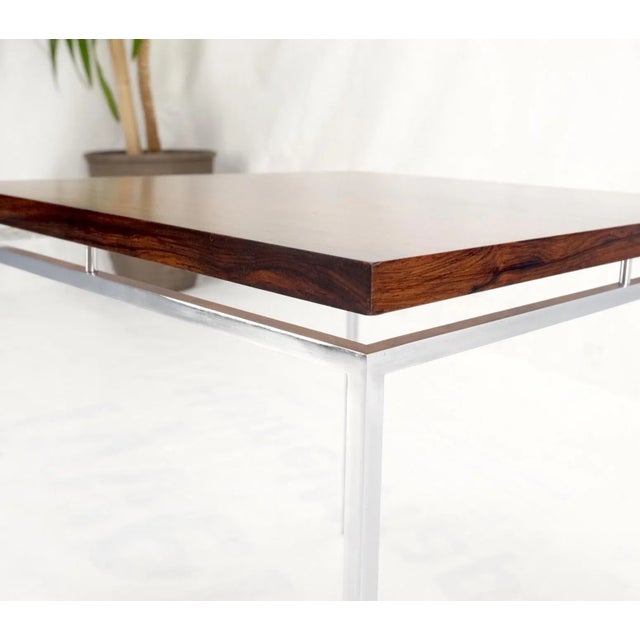 Mid 20th Century Floating Rosewood Top Chrome Stainless Base Square Side End Coffee Table For Sale - Image 5 of 13