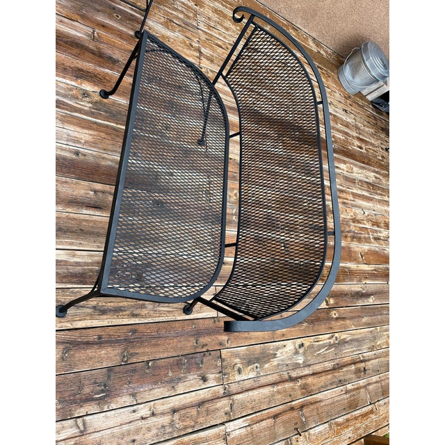1950s Mid-Century Woodard Wrought Iron Mesh Patio Loveseat Settee For Sale - Image 5 of 7