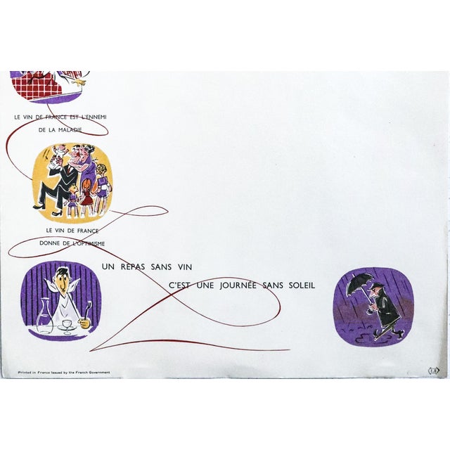 Illustration 1950s Vintage French Wine Poster, Le Vin De France Issued by the French Government For Sale - Image 3 of 3