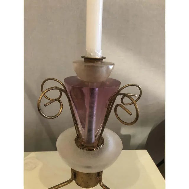 Art Deco Style Lucite and Gilt Metal Candlestick - a Pair For Sale - Image 9 of 12