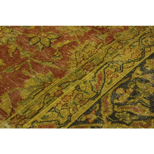 Shabby Chic No Pile Persian Rust/Blue Wool Rug - 9'9'' X 12'8'' For Sale In New York - Image 6 of 10