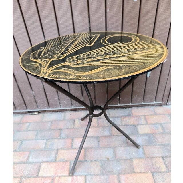Dieci Lire Table in Brass with Lacquered Wood Top, Italy, 1950s For Sale - Image 4 of 4