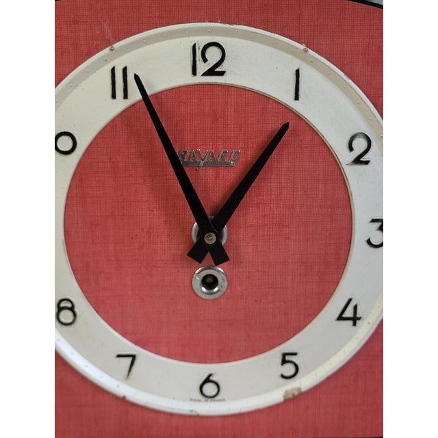 Kitchen Clock in Red Formica from Bayard, 1950s For Sale - Image 4 of 10