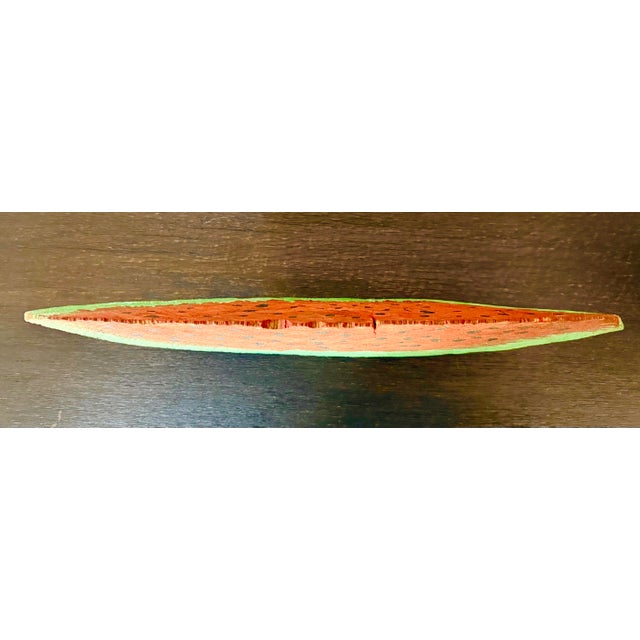Red Vintage Large Scale Folk Art Hand-Painted Wood Watermelon Slice, Circa 1980s For Sale - Image 8 of 12