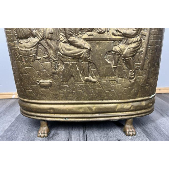Metal Vintage French Carved Brass Umbrella Stand For Sale - Image 7 of 10