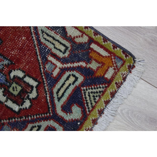 1980s 1980s Turkish Red Medallion Doormat Rug For Sale - Image 5 of 11