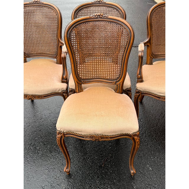 1930s Early 20th Century French Cane Back Dining Chairs - Set of 4 For Sale - Image 5 of 12