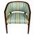 A pair of newly upholstered polished mahogany tub chairs in Quadrille blue and green chevron fabric. Contemporary and...