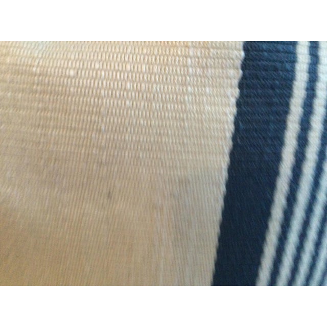 Shabby Chic Silk and Linen Striped Navy and Off White Pillow Covers- Set of 2 For Sale - Image 3 of 7