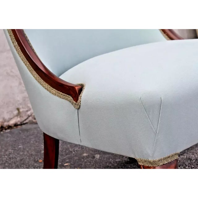 Brown 1940s Cherry Wood Regency Chairs with New Upholstery For Sale - Image 8 of 12