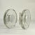 A pair of round double door 1960's push and pull handles in clear glass with subtile wave relief, cast glass (2cm thick)...