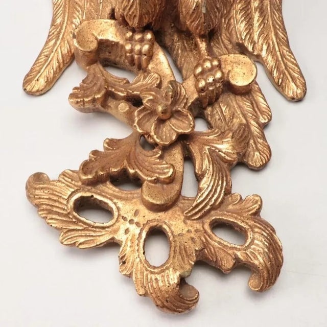 Late 20th Century Large Federal Gilt Eagle and Foliate Wall Sconce Shelves, Pair For Sale - Image 5 of 7